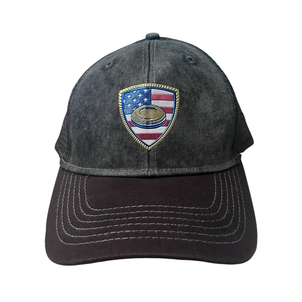 Paramount Reserve Washed Brown Trucker Hat American Flag Gold Coin Emblem NWT